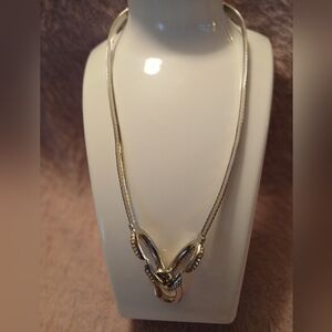 NWT Vince Camuto Silver Color Necklace Knot With Faux Jewels